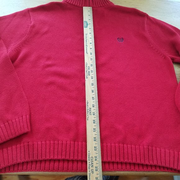 CHAPS XL Quarter Zip Casual Long Sleeve Mens Sweater, Red, EUC - Picture 6 of 9